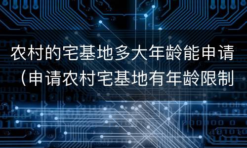 农村的宅基地多大年龄能申请（申请农村宅基地有年龄限制吗）