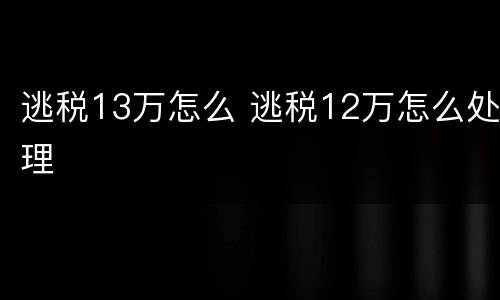 逃税13万怎么 逃税12万怎么处理