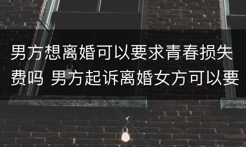 男方想离婚可以要求青春损失费吗 男方起诉离婚女方可以要青春费吗