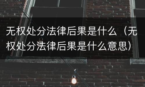 无权处分法律后果是什么（无权处分法律后果是什么意思）