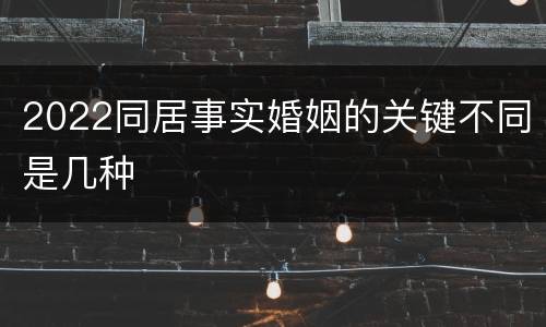 2022同居事实婚姻的关键不同是几种