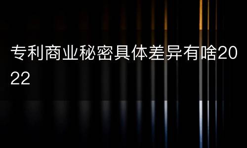 专利商业秘密具体差异有啥2022