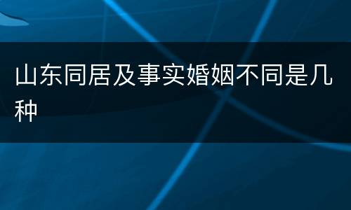 山东同居及事实婚姻不同是几种