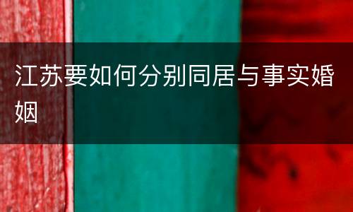 江苏要如何分别同居与事实婚姻