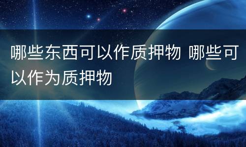 哪些东西可以作质押物 哪些可以作为质押物