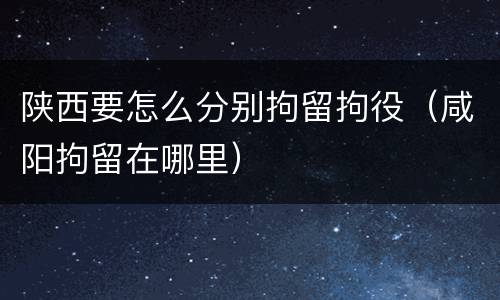 陕西要怎么分别拘留拘役（咸阳拘留在哪里）