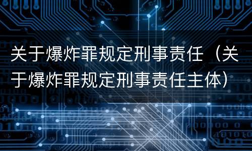 关于爆炸罪规定刑事责任（关于爆炸罪规定刑事责任主体）