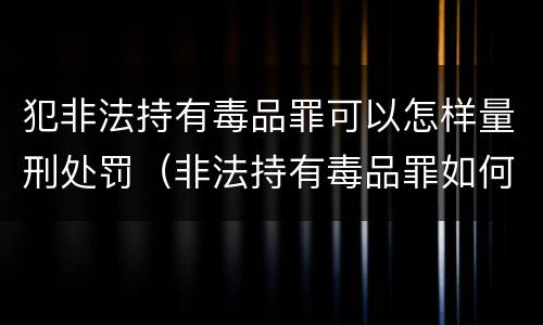 犯非法持有毒品罪可以怎样量刑处罚（非法持有毒品罪如何量刑）
