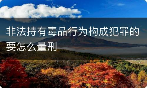 非法持有毒品行为构成犯罪的要怎么量刑