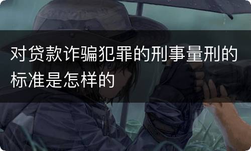 对贷款诈骗犯罪的刑事量刑的标准是怎样的