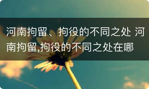 河南拘留、拘役的不同之处 河南拘留,拘役的不同之处在哪