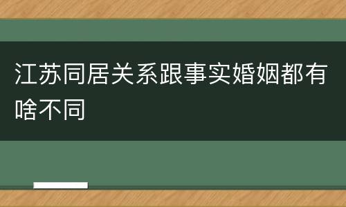 江苏同居关系跟事实婚姻都有啥不同