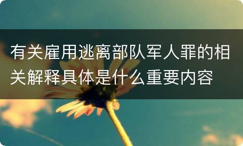 有关雇用逃离部队军人罪的相关解释具体是什么重要内容