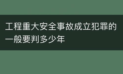 工程重大安全事故成立犯罪的一般要判多少年