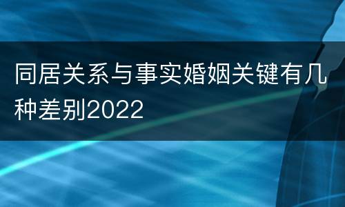 同居关系与事实婚姻关键有几种差别2022