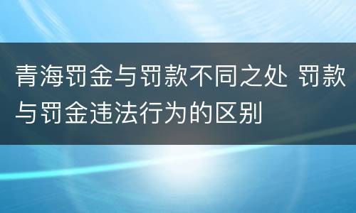青海罚金与罚款不同之处 罚款与罚金违法行为的区别