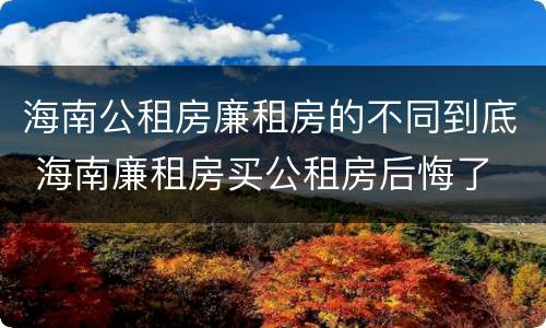 海南公租房廉租房的不同到底 海南廉租房买公租房后悔了