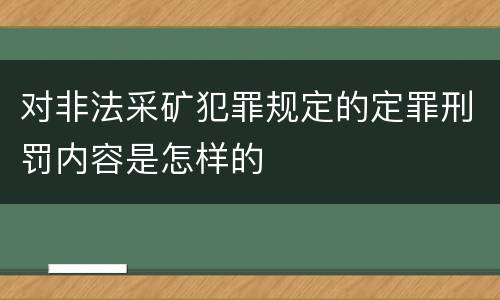 对非法采矿犯罪规定的定罪刑罚内容是怎样的