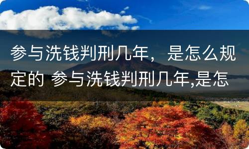 参与洗钱判刑几年，是怎么规定的 参与洗钱判刑几年,是怎么规定的呢