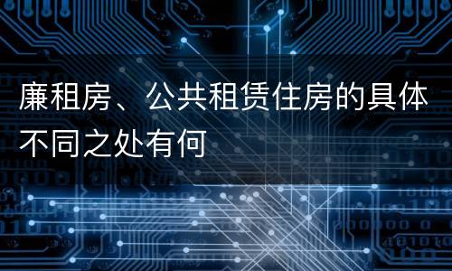 廉租房、公共租赁住房的具体不同之处有何
