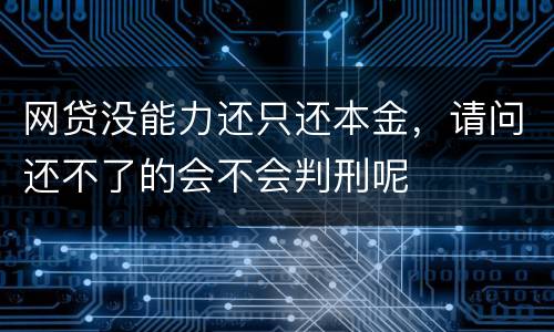 网贷没能力还只还本金，请问还不了的会不会判刑呢
