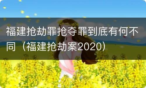 福建抢劫罪抢夺罪到底有何不同（福建抢劫案2020）