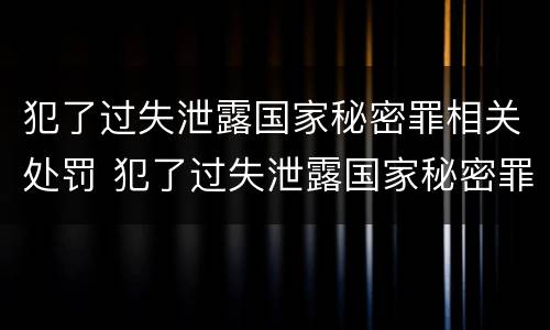 犯了过失泄露国家秘密罪相关处罚 犯了过失泄露国家秘密罪相关处罚标准