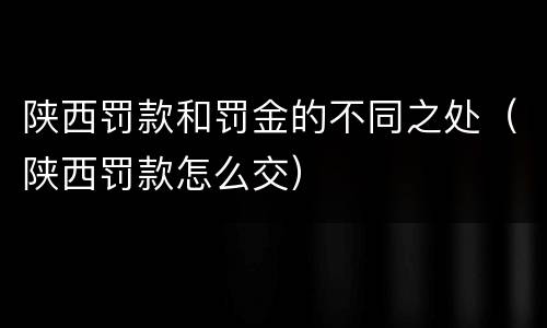 陕西罚款和罚金的不同之处（陕西罚款怎么交）