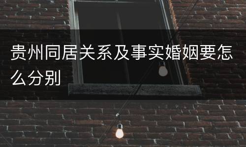 贵州同居关系及事实婚姻要怎么分别