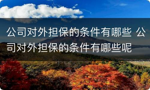 公司对外担保的条件有哪些 公司对外担保的条件有哪些呢
