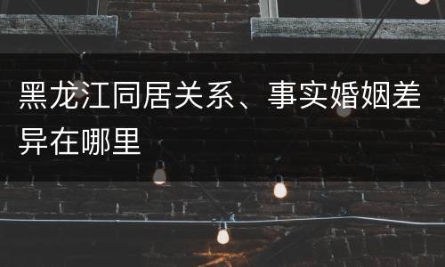 黑龙江同居关系、事实婚姻差异在哪里