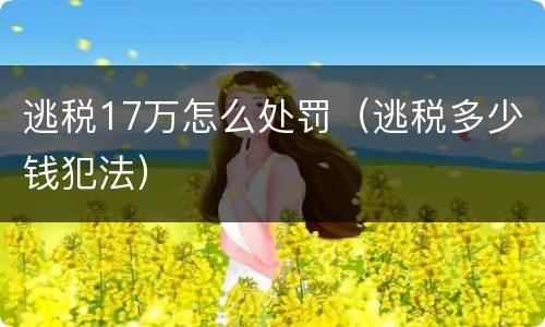 逃税17万怎么处罚（逃税多少钱犯法）