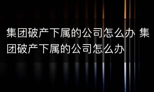 集团破产下属的公司怎么办 集团破产下属的公司怎么办
