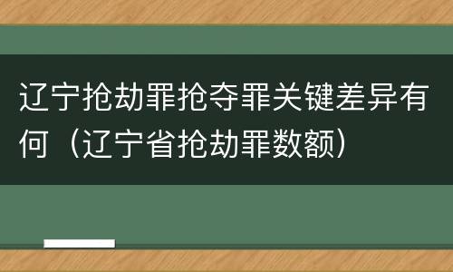 辽宁抢劫罪抢夺罪关键差异有何（辽宁省抢劫罪数额）