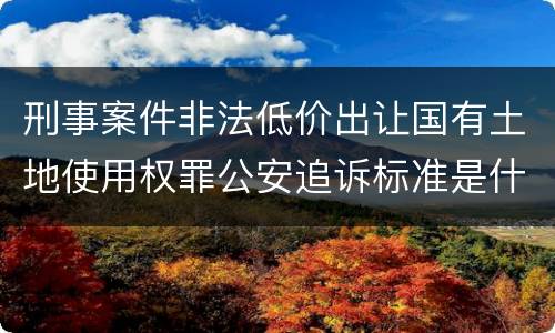 刑事案件非法低价出让国有土地使用权罪公安追诉标准是什么