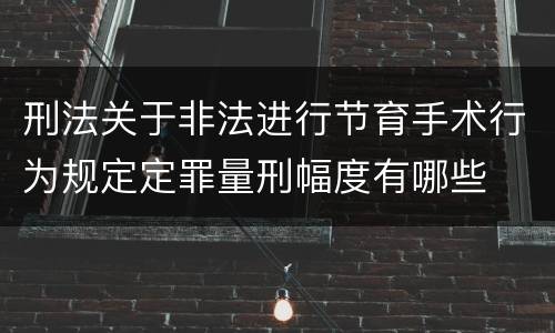 刑法关于非法进行节育手术行为规定定罪量刑幅度有哪些