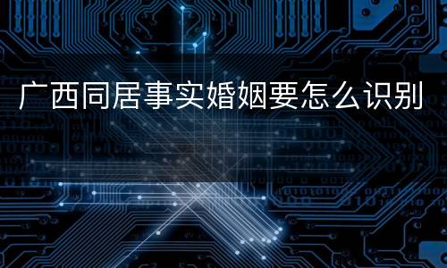 广西同居事实婚姻要怎么识别