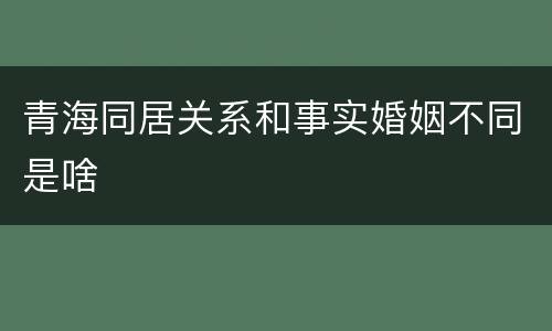 青海同居关系和事实婚姻不同是啥