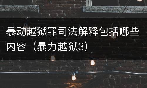 暴动越狱罪司法解释包括哪些内容（暴力越狱3）