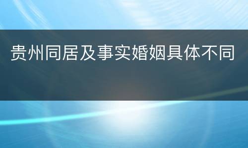 贵州同居及事实婚姻具体不同
