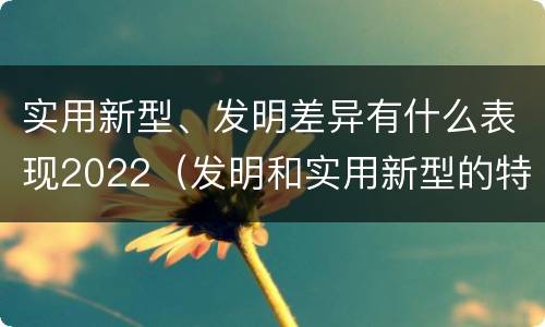 实用新型、发明差异有什么表现2022（发明和实用新型的特征）