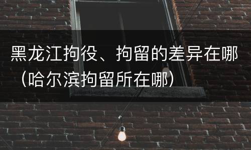 黑龙江拘役、拘留的差异在哪（哈尔滨拘留所在哪）