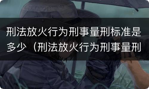 刑法放火行为刑事量刑标准是多少（刑法放火行为刑事量刑标准是多少条）