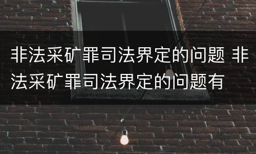 非法采矿罪司法界定的问题 非法采矿罪司法界定的问题有