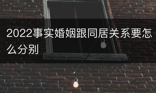 2022事实婚姻跟同居关系要怎么分别