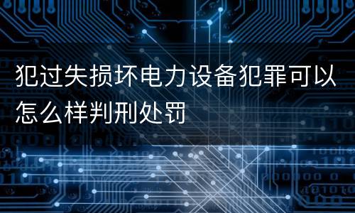 犯过失损坏电力设备犯罪可以怎么样判刑处罚