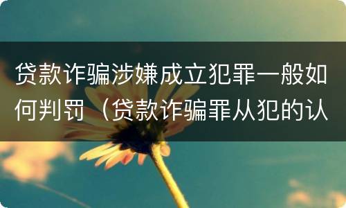 贷款诈骗涉嫌成立犯罪一般如何判罚（贷款诈骗罪从犯的认定）