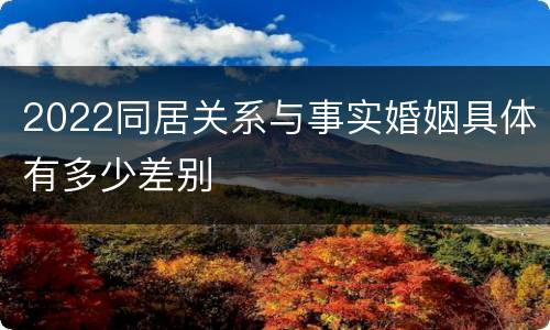 2022同居关系与事实婚姻具体有多少差别