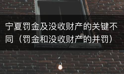 宁夏罚金及没收财产的关键不同（罚金和没收财产的并罚）