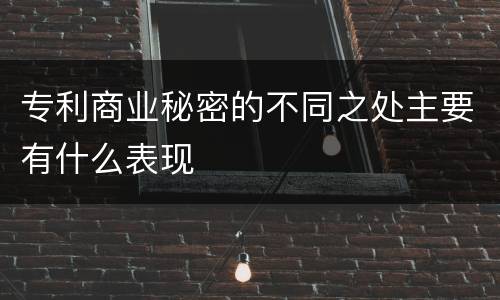 专利商业秘密的不同之处主要有什么表现